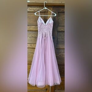 Sherri Hill Pink Floral Embroidered Prom Dress